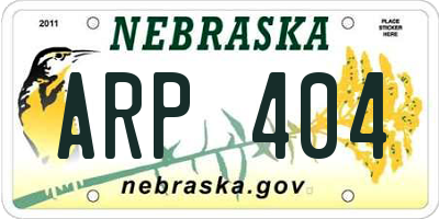 NE license plate ARP404