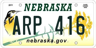 NE license plate ARP416