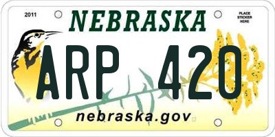 NE license plate ARP420