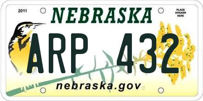 NE license plate ARP432