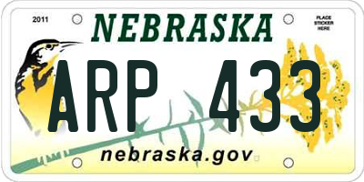 NE license plate ARP433