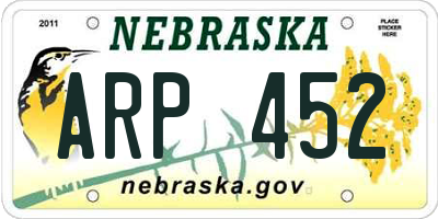 NE license plate ARP452
