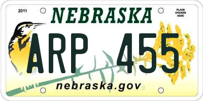 NE license plate ARP455