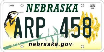 NE license plate ARP458