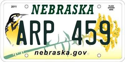 NE license plate ARP459