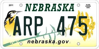 NE license plate ARP475