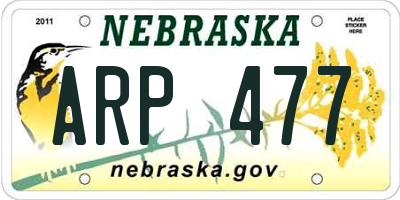 NE license plate ARP477
