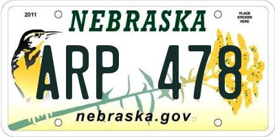 NE license plate ARP478