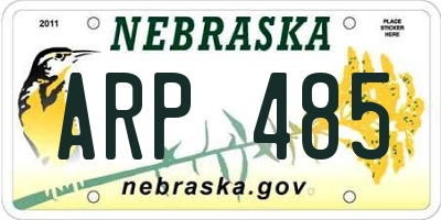 NE license plate ARP485