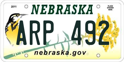 NE license plate ARP492