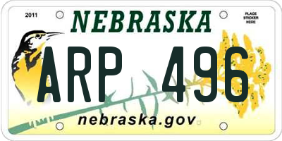 NE license plate ARP496
