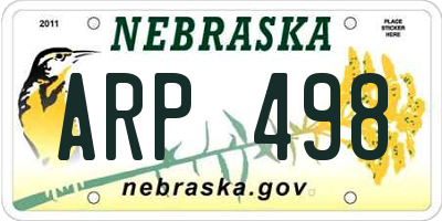 NE license plate ARP498