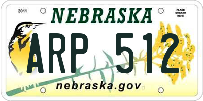 NE license plate ARP512