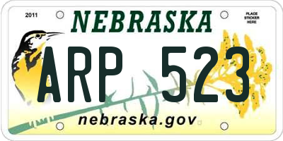 NE license plate ARP523