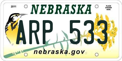 NE license plate ARP533