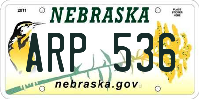 NE license plate ARP536