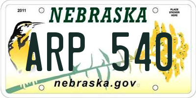 NE license plate ARP540