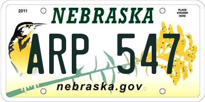 NE license plate ARP547