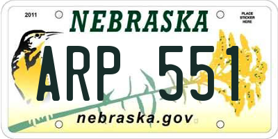 NE license plate ARP551