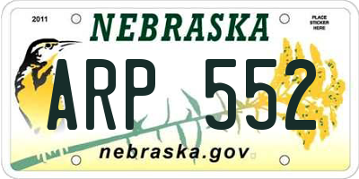 NE license plate ARP552