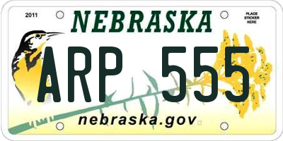 NE license plate ARP555