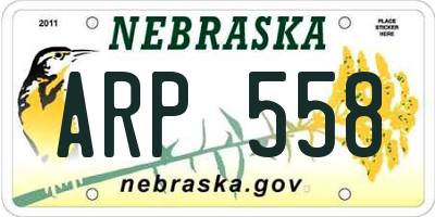 NE license plate ARP558