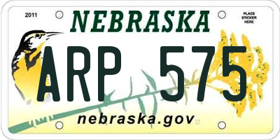 NE license plate ARP575