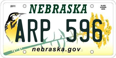 NE license plate ARP596