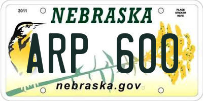 NE license plate ARP600