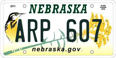 NE license plate ARP607