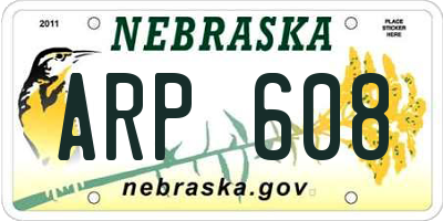 NE license plate ARP608