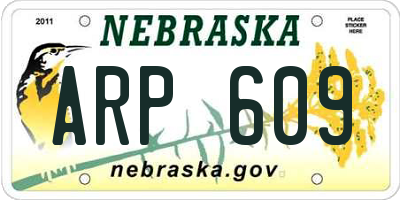 NE license plate ARP609