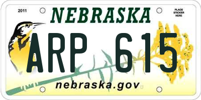 NE license plate ARP615