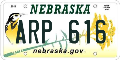 NE license plate ARP616