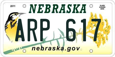 NE license plate ARP617