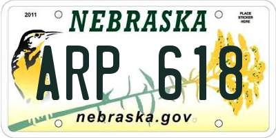 NE license plate ARP618