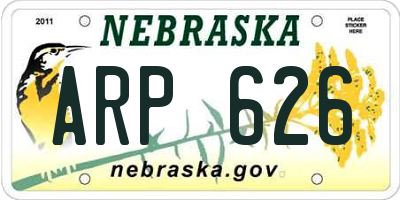 NE license plate ARP626