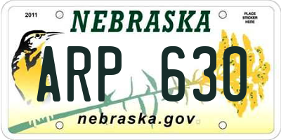 NE license plate ARP630