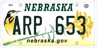 NE license plate ARP653