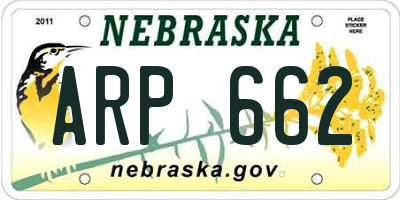 NE license plate ARP662