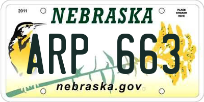 NE license plate ARP663