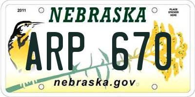NE license plate ARP670