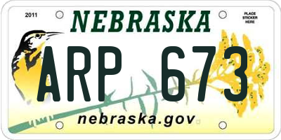 NE license plate ARP673