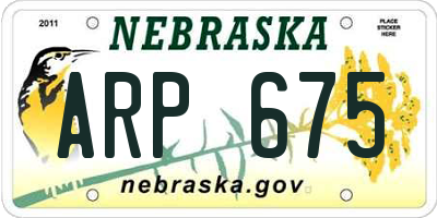 NE license plate ARP675