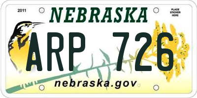 NE license plate ARP726
