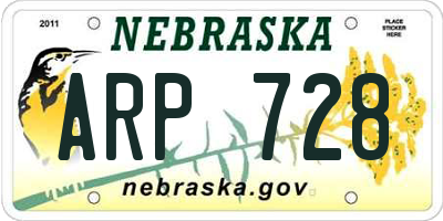 NE license plate ARP728