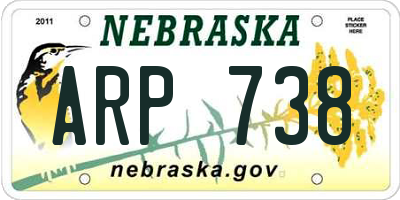 NE license plate ARP738
