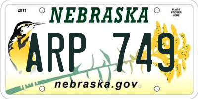 NE license plate ARP749