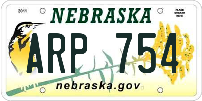 NE license plate ARP754