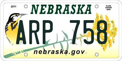 NE license plate ARP758
